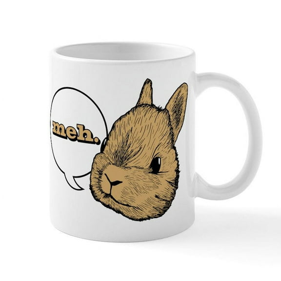 CafePress - Rabbit Meh - 11 oz Ceramic Mug - Novelty Coffee Tea Cup