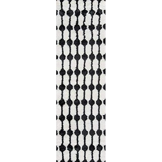 Novogratz Retro Collection Stockings Shag Area Rug, 2` 3" X 7` 6" Runner, Black