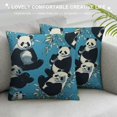 thumbnail image 3 of Panda Throw Pillow Cushion Cover, Chinese Wildlife Exotic Branches and Leaves with Bears on Abstract Backdrop, Decorative Square Accent Pillow Case, Petrol Blue Black, 3 of 5