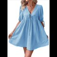 thumbnail image 1 of Vestido Informal de Verano 2025 para Mujer, de Corta, Corte A, con Lazo y Lazo Al Frente, Estilo Babydoll, Holgado y . Azul S, 1 of 10