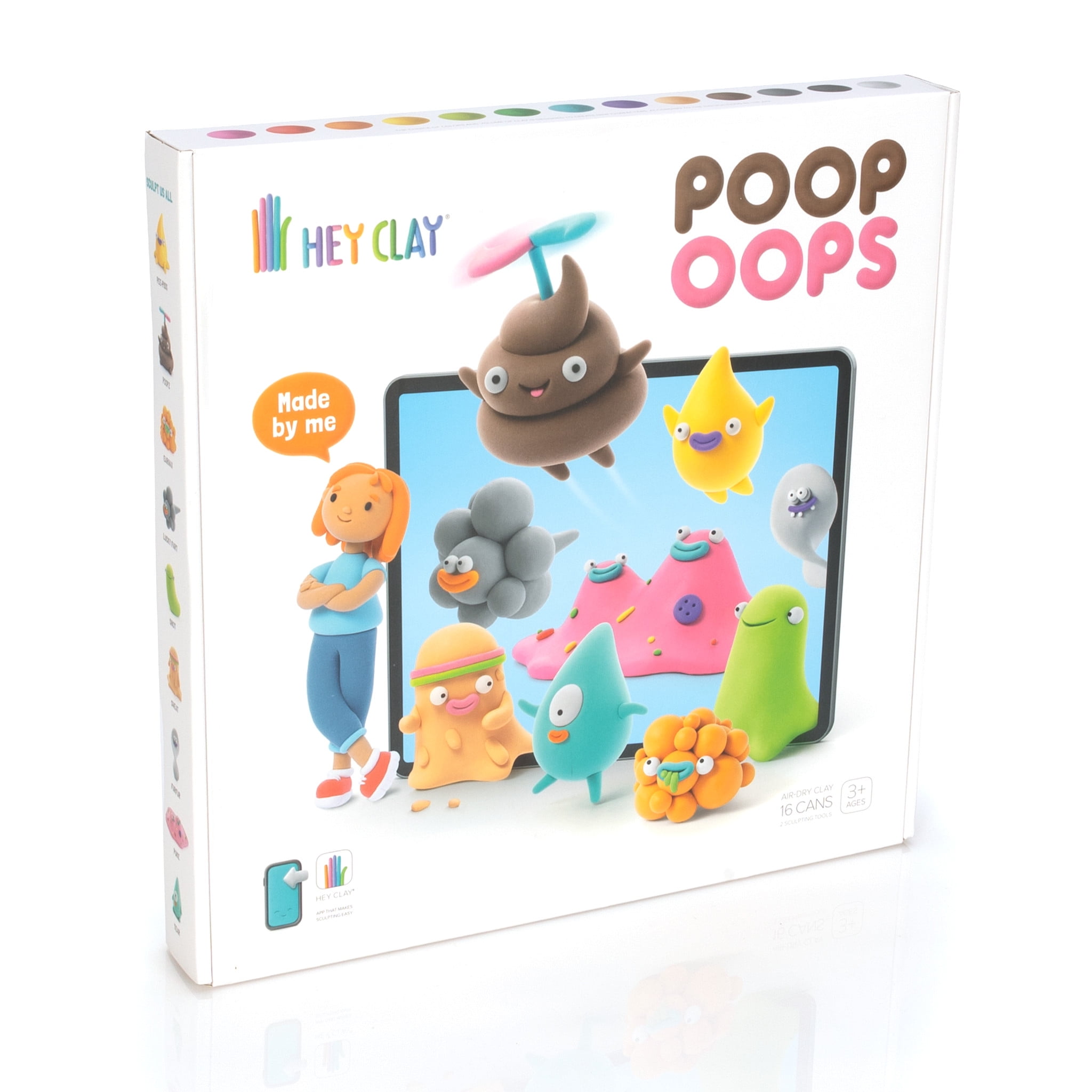 Hey Clay Poop Oops AirDry Clay Kit 16 Cans with Fun Interactive App