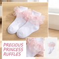thumbnail image 6 of Dwellite Socks for Girl Fold Cuff Big Lace Frilly Dress Socks Fluffy Ruffles Stretch Socks Pink XL, 6 of 6
