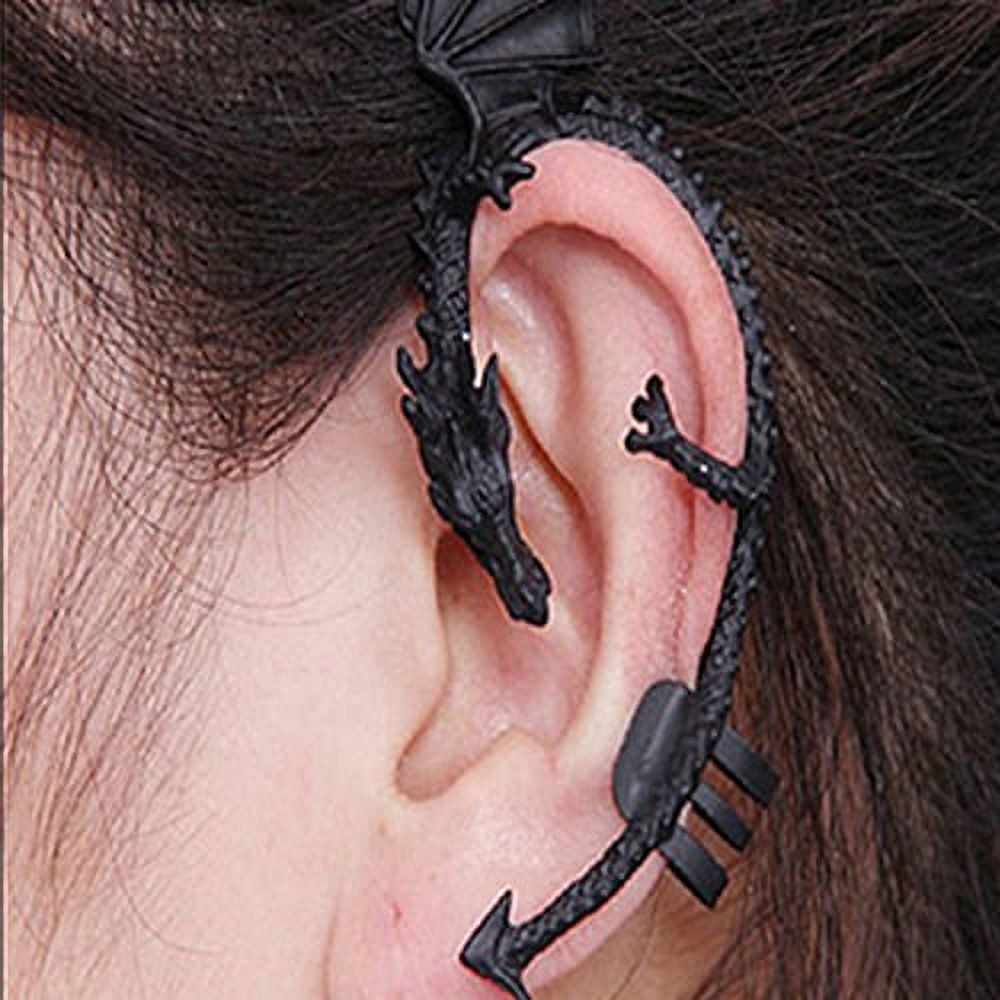 Gothic Irregular Ziron Tassel Ear Cuff Earrings Asymmetrical