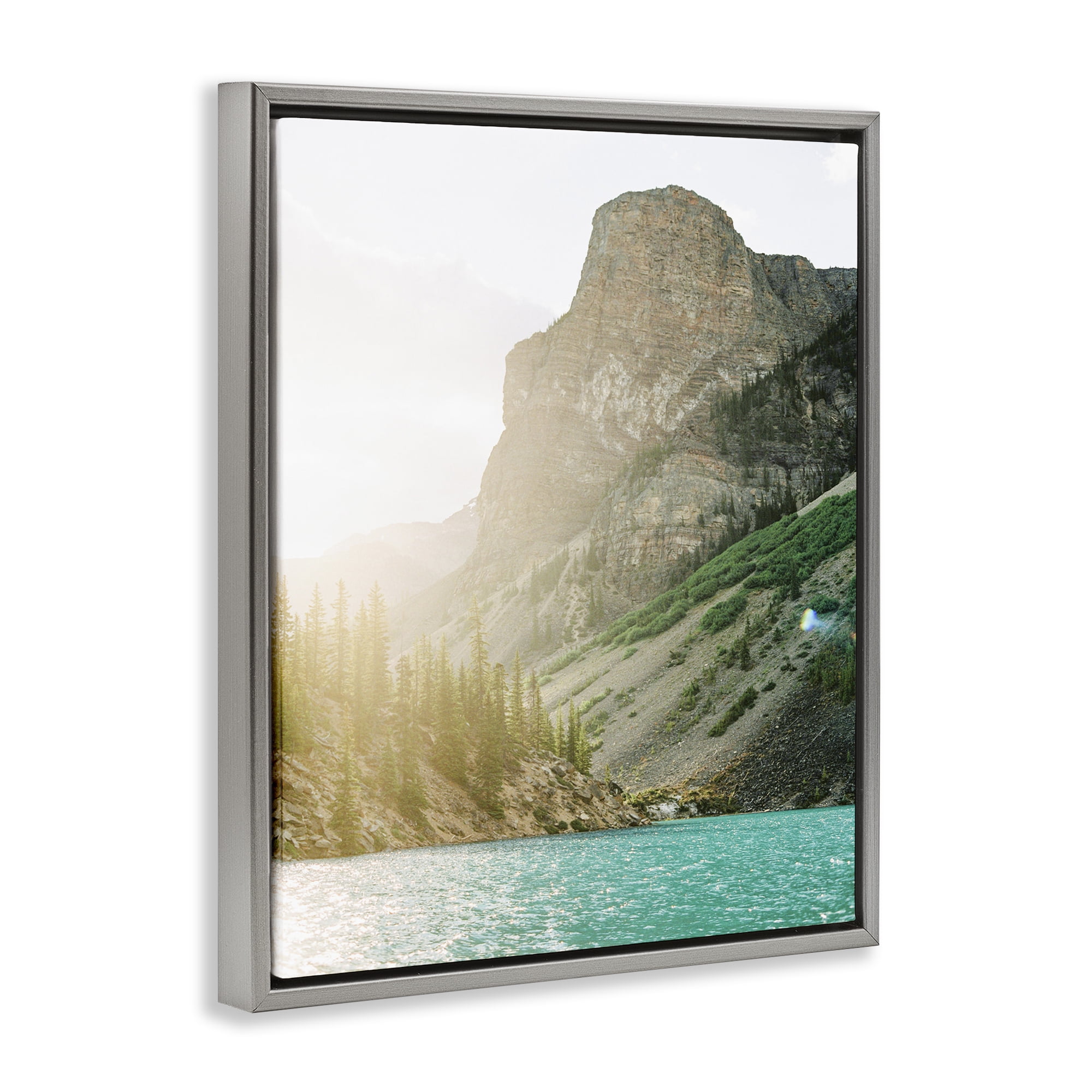 Stupell Industries Sunlit Hills Peak Landscape Photography Gray Floater Framed Art Print Wall Art, 17 x 21