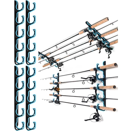 Fishing Rod Holders For Garage Pole Ceiling Or Wall Mounted Rack Storage Organizer Gear Equipment Men Women (blue 2 Packs)