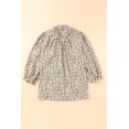 thumbnail image 6 of Khaki Leopard 3/4 Ruffle Sleeve Frill Neck Blouse, 6 of 32