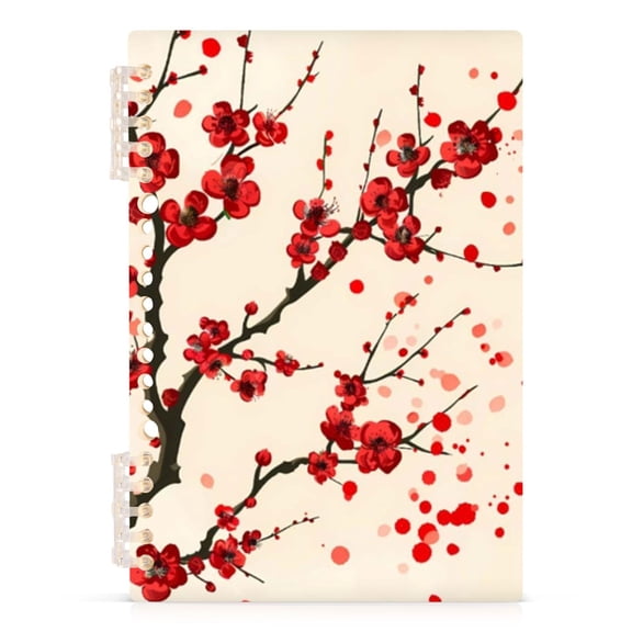 Spiral Journal Notebook Cherry Blossom Flower A5 Lined Hardcover PP Material with 60 Pages Paper College Ruled Notebook for Work Note Taking Writing 5.7x8.3 Inch