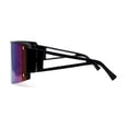 thumbnail image 4 of Oversize Shield Flat Top Half Rim Sunglasses Black Rainbow Mirror, 4 of 4