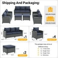 thumbnail image 6 of ELPOSUN 7 Pieces Outdoor Patio Furniture Set, 4 x Single Chair, 2 x Ottoman and 3-Seat Sofa with Cushions, Outdoor Wicker Sectional Conversation Set for Garden, Poolside, Backyard, Navy Blue Cushion, 6 of 8