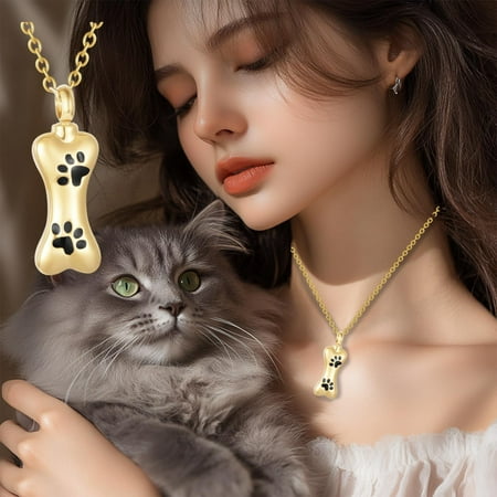 Roudbright Memorial Pet Ashes Necklace - Stainless Steel Pendant Jewelry for Dog Ashes  Elegant Perfume Bottle Keepsake  Black/Silver/Gold