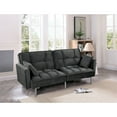 thumbnail image 2 of US Pride Furniture Bernal 75.6"W  Velvet Futon Sofa Bed Sleeper Black/Black, 2 of 5