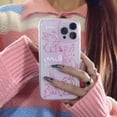 thumbnail image 5 of Pink Bunny Phone Case for iPhone 14 Pro, Pink Clear Cute 3D Korea Lovely Line Rabbit Cartoon Case for Women Girls, 5 of 12