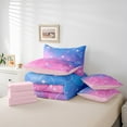 thumbnail image 6 of Manfei Chic Mermaid Print 7 Pieces Bedding Comforter Set,Sea Ocean Animal Full Bedding Set,Gradient Pink Blue Fitted Sheet Flat Sheet For Girls,Ultra Soft Home Decor Reversible, 6 of 8