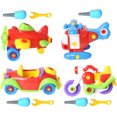 thumbnail image 1 of Juego de juguetes para desmontar, paquete de 4 unidades, coche, avión y helicóptero, 1 of 5