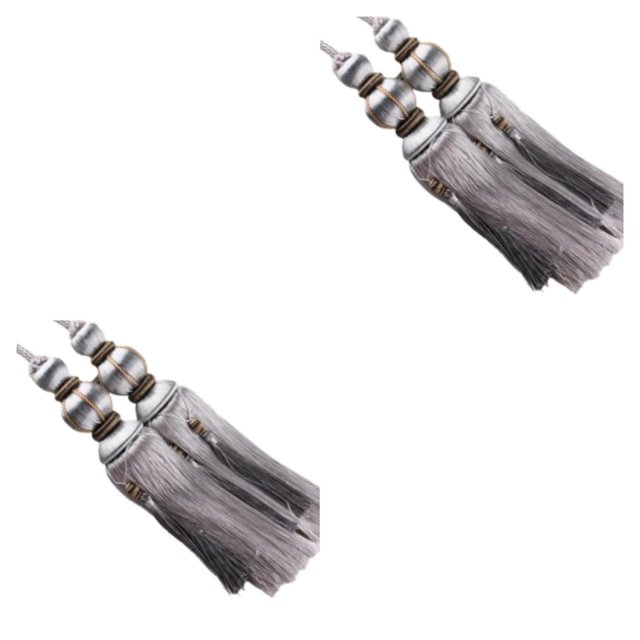 Baohd 2pcs Haut Pompon de Rideau Facile à et Excellent Décor pour une Large Application Rideaux de Polyester Suspendus Haut Gris Argent 2Set