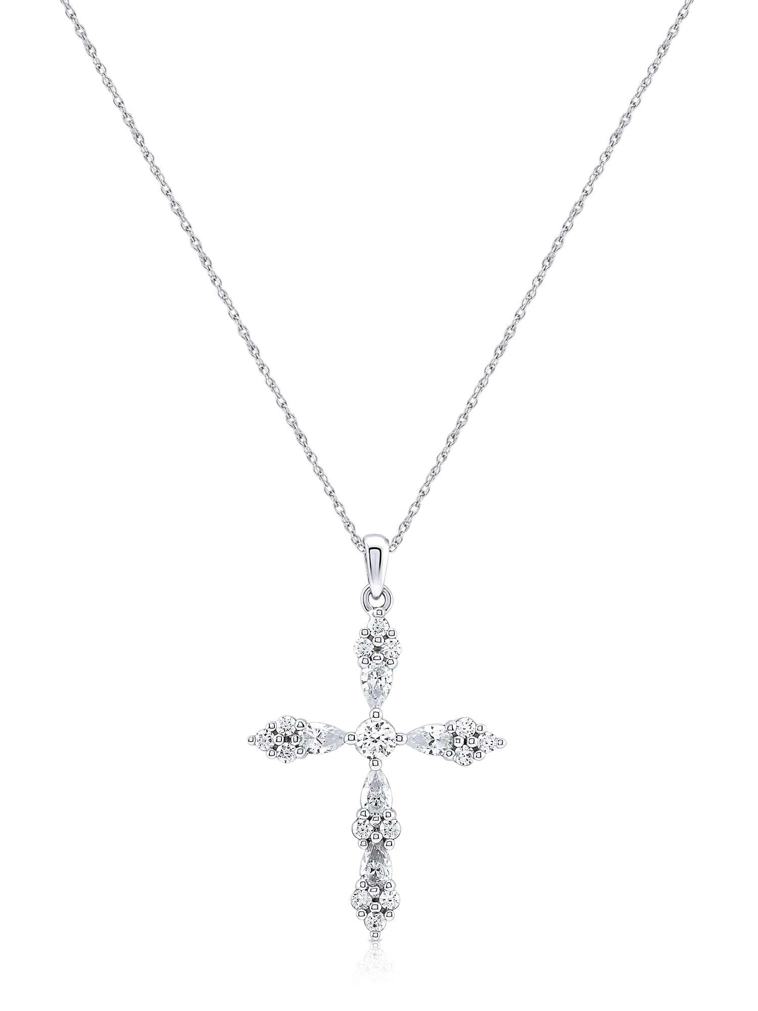 Brilliance Fine Jewelry Cross Pendant with Round and Pear Simulated