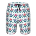 thumbnail image 4 of Kdxio Tulips Flowers Pattern Mens Casual Shorts - Drawstring Summer Beach Sports Shorts for Men, 4 of 9