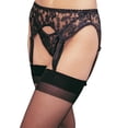 thumbnail image 2 of Women's 2-Piece Lace Garter Belt Set with Matching Thong, Black, Plus Size, 2 of 3