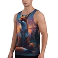 thumbnail image 2 of KLL Starry Sky Meditating Fox Print Men's Muscle Gym Workout Stringer Tank Tops Bodybuilding Fitness T-Shirts Tank Tops Men-Large, 2 of 7