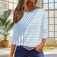 thumbnail image 7 of cocolona Womens Casual Striped Tops Crew Neck 3/4 Sleeve Pullover Shirts Outfits Basic Tees, 7 of 7