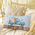 thumbnail image 4 of Easter Pillow Covers, Linen Long Throw Pillow Case, Blue Truck Eggs Bunny Checkered Farmhouse Holiday Pillow Protector Decorative Cushion Cover for Living Room/Bedroom 24" x 36", 4 of 8