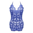 thumbnail image 6 of Sngxgn Women Sexy Lingerie Strap Lace Sheer Bralette and Panty Set(Blue,XXXL), 6 of 7