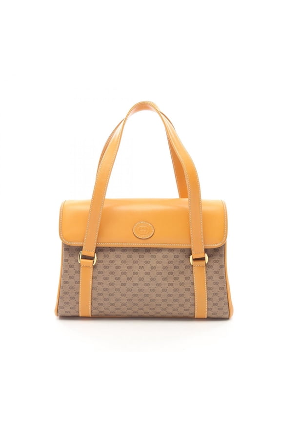 Pre-Owned Gucci Old Micro GG Tote Bag Handbag, Coated Canvas Leather, Women's, Brown