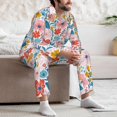 thumbnail image 7 of Yiaed Floral Ditsy Print Men’s Pajamas Set - Long Sleeve Button Down Sleep Shirt and Pajama Bottoms Sleepwear Set Mens Pjs Sets Men's Pajama Bottoms-Small, 7 of 7