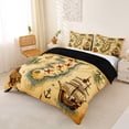 thumbnail image 2 of jejeloiu Classic Treasure Map Bedding,Pirate Ship Anchor Duvet Cover Full For Boys,Beige Brown,Black Reversible,3pcs,1 Duvet Cover and 2 Pillowcases, 2 of 6