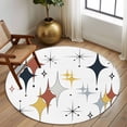 thumbnail image 2 of Round Rug 5Ft Washable Non-Slip, Diamond Circle Area Rugs for Living Room Bedroom, Modern Geometric Middle Century Grey Yellow Red Indoor Floor Mats Carpet Runner for Home Decor Aesthetic, 2 of 8