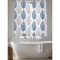 thumbnail image 6 of Navy Blue Grey Leaves Semi Sheer Window Curtains 72 Inches Long, Summer Tropical Plant Aesthetics Rod Pocket Voile Silky Chiffon Curtain Light Filtering Drapes for Living Room, 52"x72", 2 Panels, 6 of 9