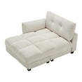 thumbnail image 3 of Sleeper Sofa Couch Bed with Charging Port, Oversized Corduroy Daybed Recliner Chair Chaise Lounge Chair Cozy Cloud Couch with Cup Holder for Living Room Bedroom Apartment, Beige, 3 of 9