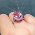 thumbnail image 4 of Charm Ladies 925 Plata Piedra preciosa rosa Cuadrado y CZ Anillo de piedras preciosas Damas Joyería de compromiso de boda nupcial JM, 4 of 5
