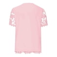 thumbnail image 5 of kaondbfi Summer Tops for Women Lace Crochet Embroidery Crewneck T Shirts Casual Short Sleeve Elegant Work Blouses Womens Essentials Fashion Clothing, 5 of 5