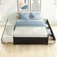 thumbnail image 7 of Full Platform Bed Frame with Twin Size Trundle, Full Size Stroage Bed with 2 Drawers and Slats Support, Solid Pine Wood Bed Frame for Bedroom, No Box Spring Required, Espresso, 7 of 7