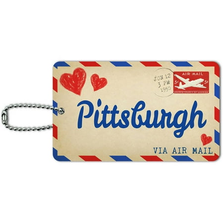 Air Mail Postcard Love for Pittsburgh ID Tag Luggage Card for Suitcase or Carry-On