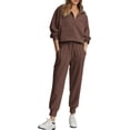 thumbnail image 1 of Womens 2 Piece Sweatsuits Set Long Sleeve Half Zip Pullover Sweatshirt Joggers Sweatpants Fall Outfits Tracksuit, 1 of 6