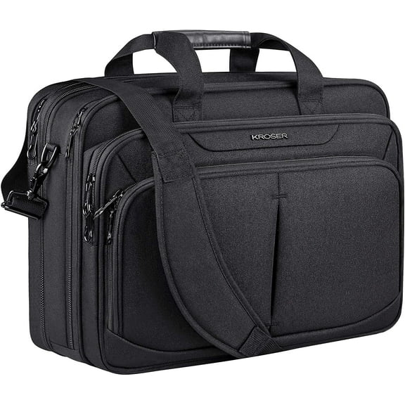 KROSER 17.3" Premium Canvas Laptop Messenger Bag - Black, 1-Piece