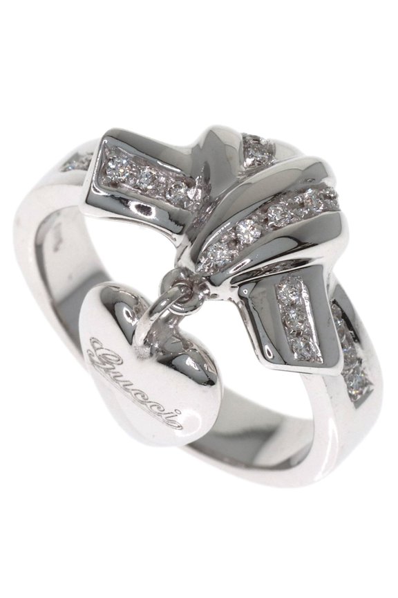 Pre-Owned Gucci Heart Diamond Ring #10, 18K White Gold, Women's.