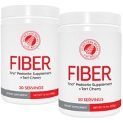 Tino Natural Gluten Free Prebiotic Fiber Supplement - With Tart Cherry Extract & Polycan Black Yeast Extract - Non-GMO, Water Soluble Fiber Powder Mix (2 Canisters - 15.9 Oz ea.)