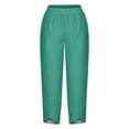 thumbnail image 4 of SELONE Green Pull on Work Pants for Women Plus Size Mid Waist Lounge Pants Cropped Trouser Pants Loose Casual Beach Pants Solid Soft Straight Leg Lightweight Comfortable M Breathable Summer Clothes, 4 of 5
