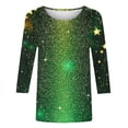 thumbnail image 6 of SELONE St. Patricks Day Womens Tops with 3/4 Sleeves Crewneck Shirts Star Pullover Holiday Outerwear Black XL, 6 of 7
