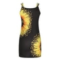 thumbnail image 4 of Summer Saving Wycnly Dresses for Women 2024 Summer Sleeveless V-Neck Feather Print Casual Short Sundress Beach Slim Spaghetti Strap Tunic Mini Sun Dresses Yellow s Clothes, 4 of 5
