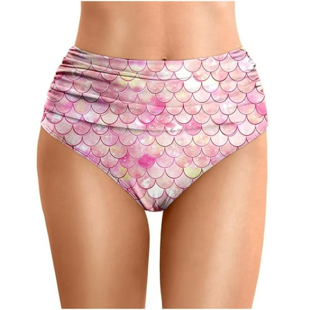 Women s Summer Printed Waist Length Pleated Beach Double Layered Triangle Swim Trunks Swim Cover up Pants plus Size Bathing Suit for Women with Skirt Bottom Swim for Women Womens Swim Trunks Bikini