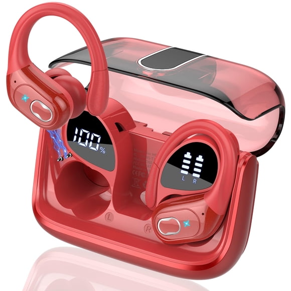 Auriculares inalámbricos Aptkdoe 75hrs Bluetooth 5.3, color rojo