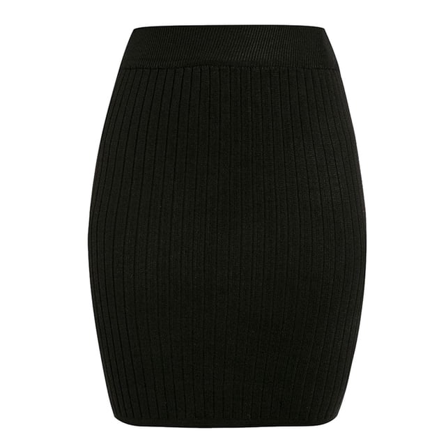 Falda de punto, falda midi elegante, falda casual ajustada, falda elástica