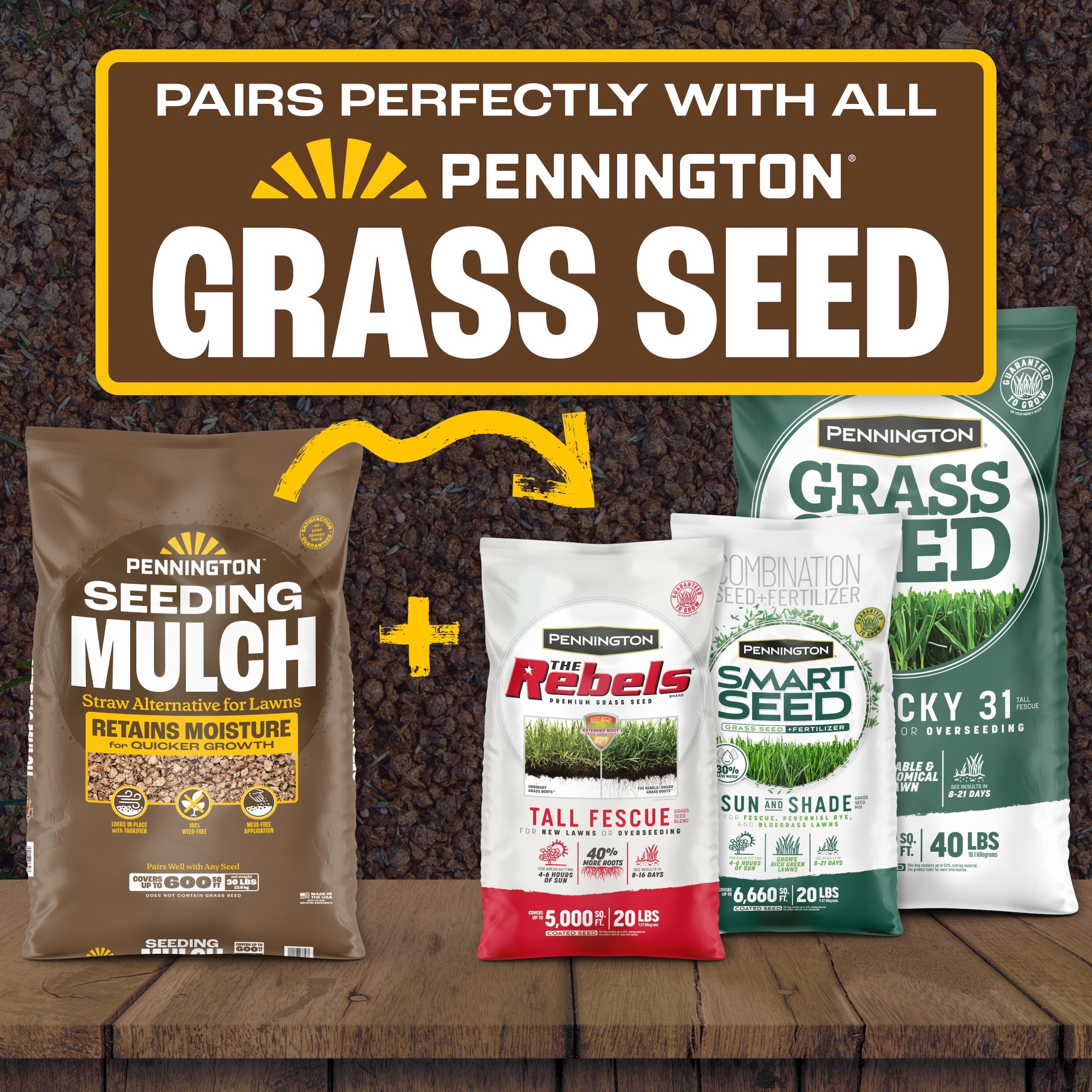 Pennington Lawn Seeding Mulch with Tackifier, 30 lb Bag
