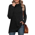 thumbnail image 2 of Womens Tunic Tops Turtleneck Long Sleeve Shirts Oversized Fall Sweaters Side Split High Low Hemline, 2 of 5