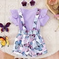 thumbnail image 5 of Toddler Jumpsuit and Romper Toddler Baby Girls Clothes Short Sleeve Soild T-Shirt and Butterfly Overalls Shorts Sets Summer 2 PCS Outfits 0-3Y, 5 of 7