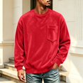 thumbnail image 6 of KICILVS Mens Sweatshirt Crewneck Fleece Pullover Long Sleeve Pocket Casual Winter Warm Top for Men Daily Wear Red, 6 of 9
